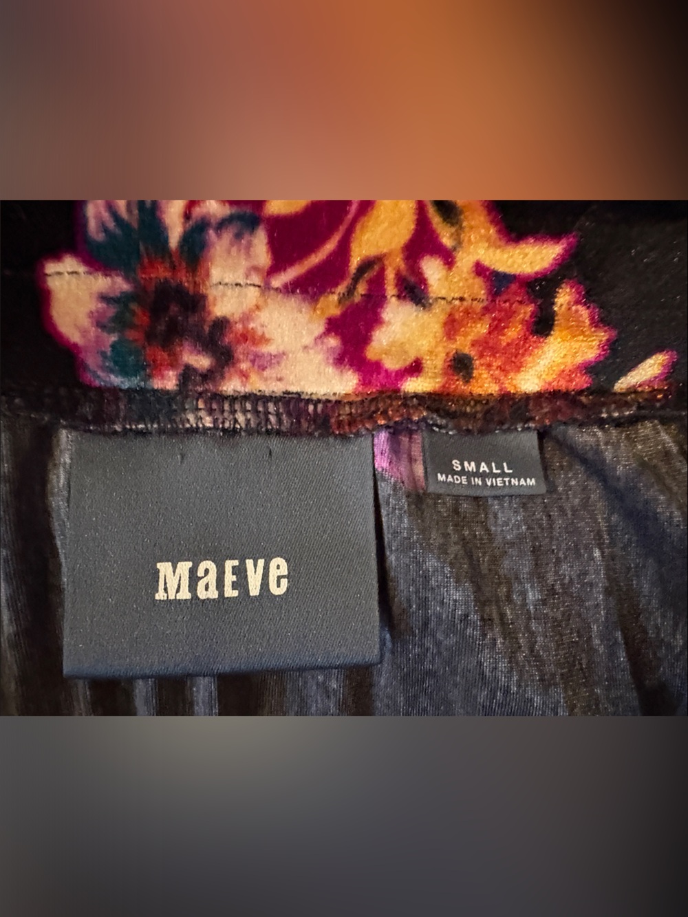 Anthropologie Velvet Black Floral Pleated Midi Skirt - Picture 3 of 3